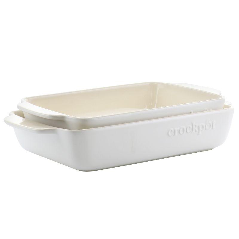 Cream Rectangular Stoneware Bake Pan Set, 2.5 and 3.5 Quart