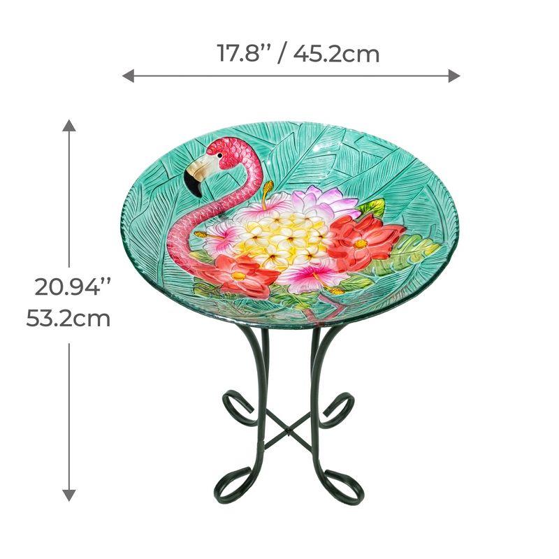 Teamson Home 17.8" Fusion Glass Birdbath with Metal Stand, Multi