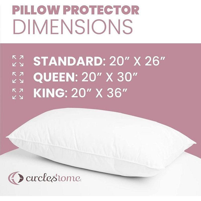 Circles Home 100% Cotton Breathable King Pillow Protector with Zipper – (4 pack)