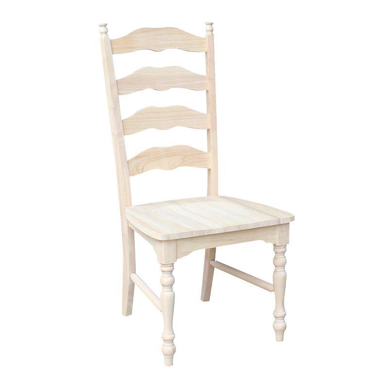 International Concepts Set of 2 Maine Ladderback Chair Unfinished : Hardwood Frame, Armless Design, 225 lb Capacity