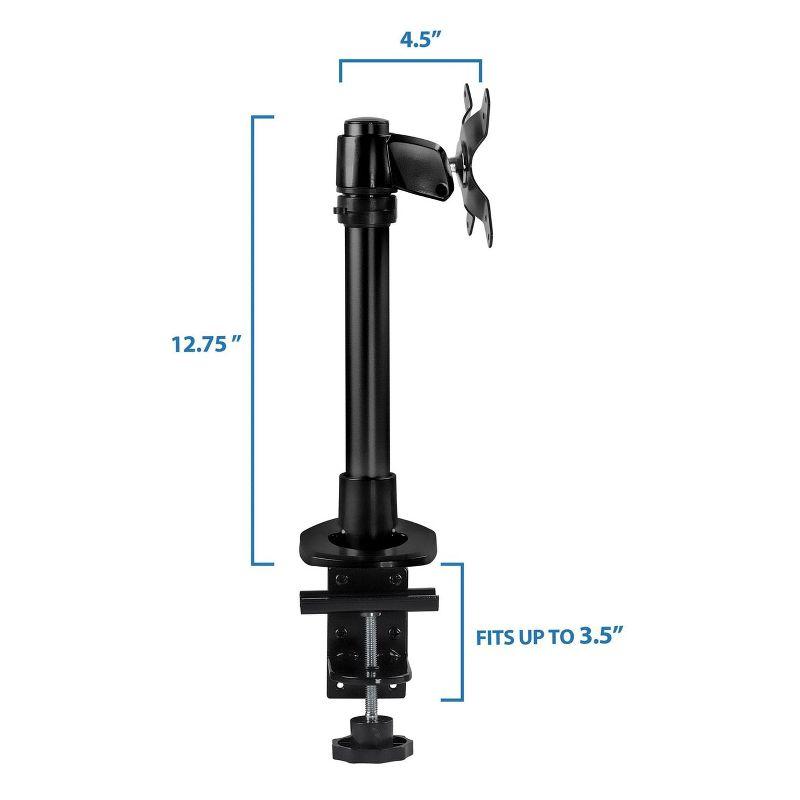 Black Adjustable Single Monitor Desk Mount with C-Clamp