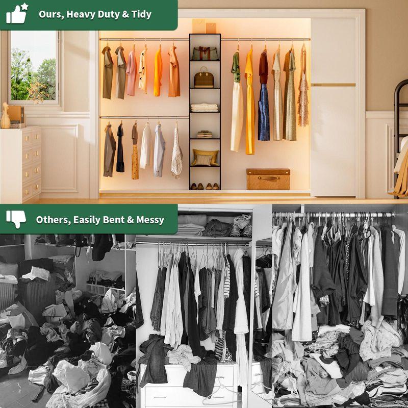 LOVMOR Wood Closet Organizer Starter Kit Tower with 3 Hang Rods