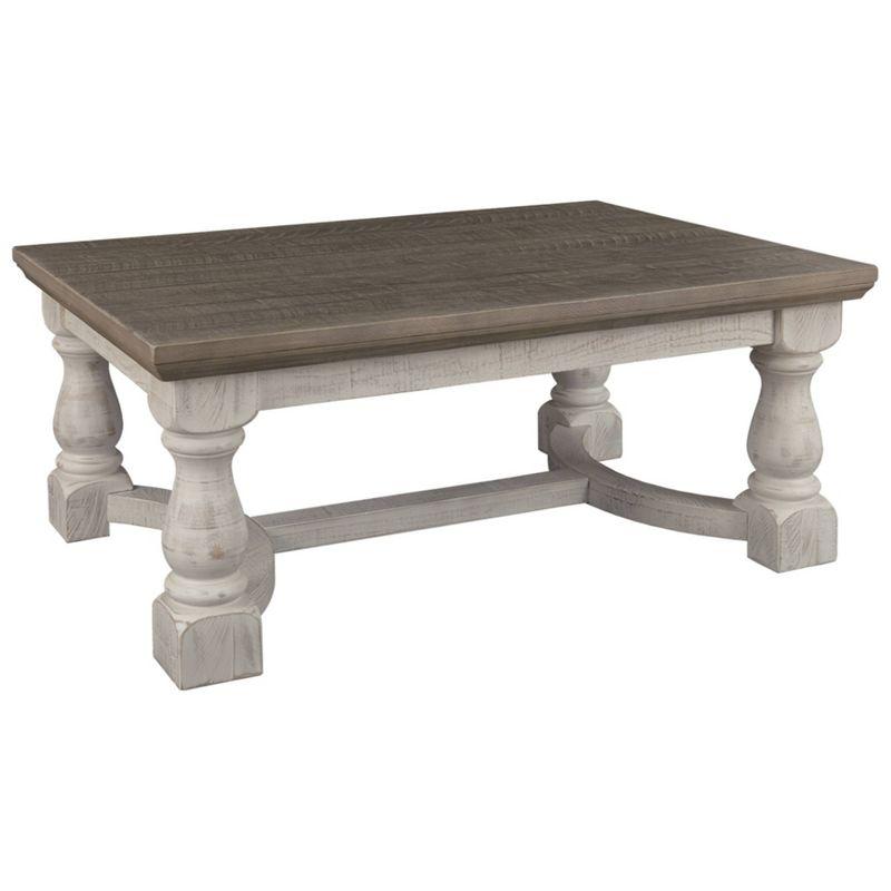 Havalance Rectangular Coffee Table in Weathered Gray and Vintage White