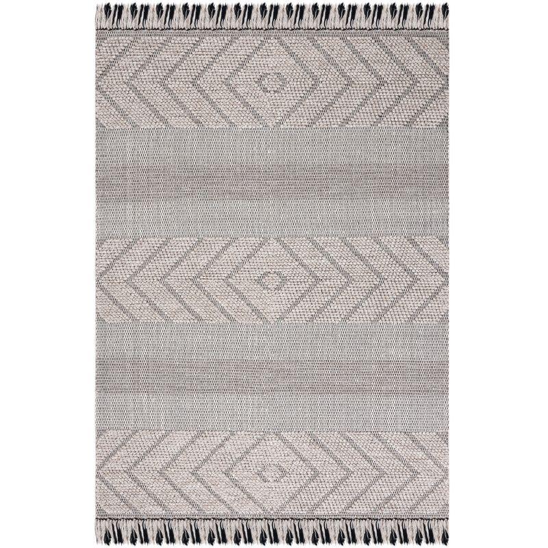 Ivory and Beige Handwoven Wool Cotton 3' x 5' Area Rug