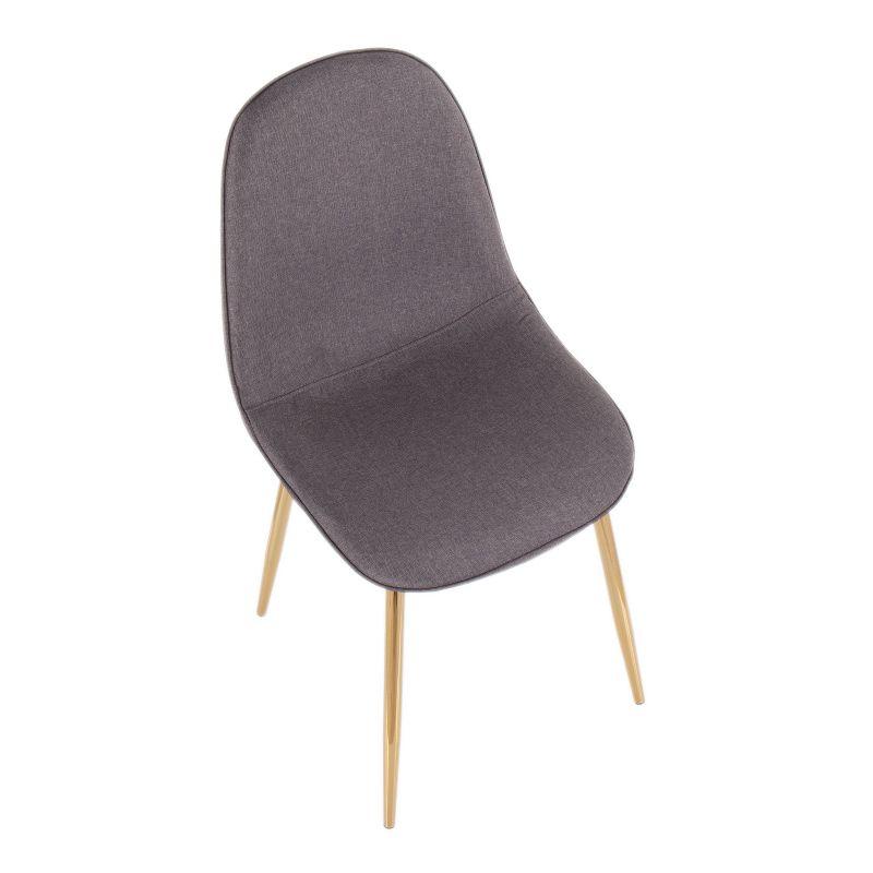 Set of 2 Pebble Contemporary Dining Chairs Gold/Charcoal: Upholstered, Metal Legs - LumiSource