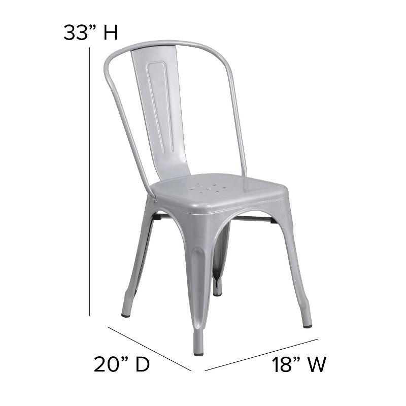 Flash Furniture Commercial Grade Silver Metal Indoor-Outdoor Stackable Chair