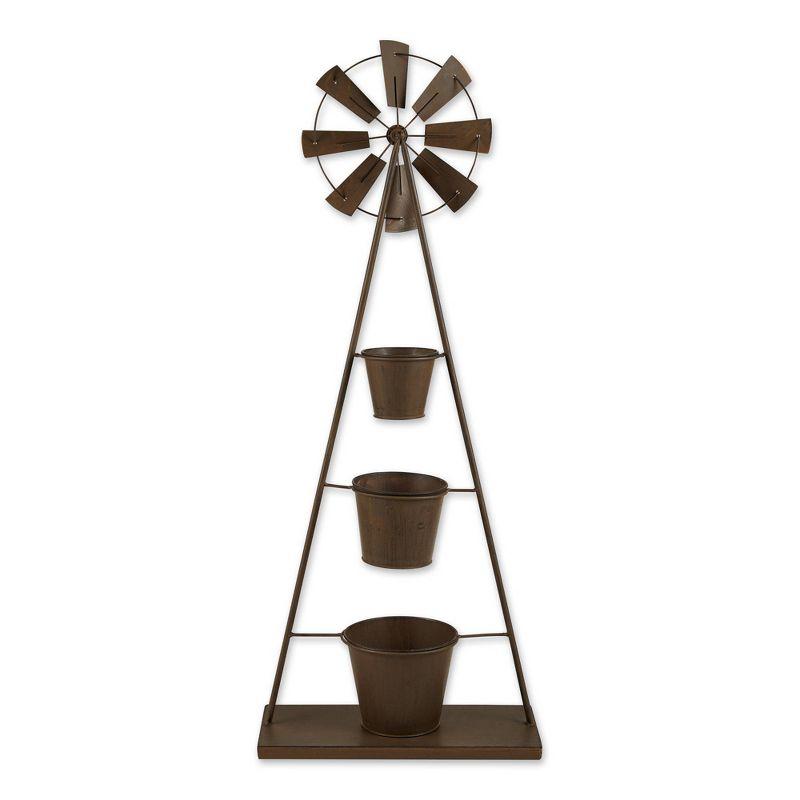 18.5" Indoor/Outdoor Metal Windmill Plant Stand Black - Zingz & Thingz: Durable Iron Display, No Assembly Required