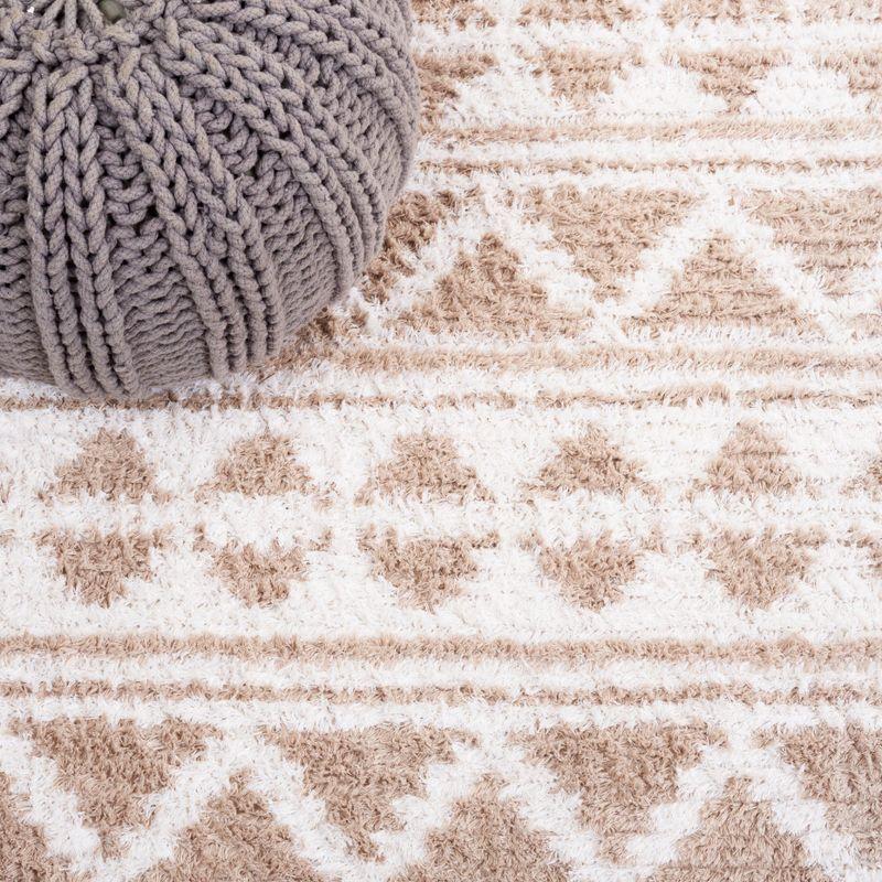 Ivory and Beige Flat Woven Synthetic 4' x 6' Area Rug