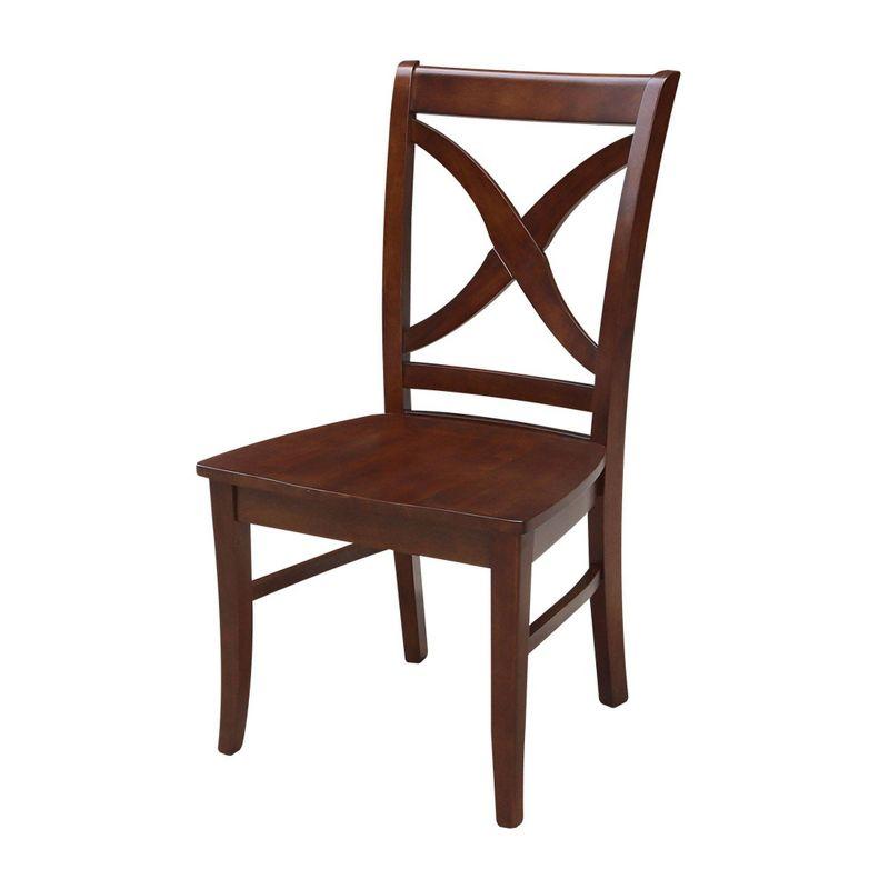 Set of 2 Vineyard Curved X-Back Chairs Espresso - International Concepts: Hardwood Frame, 250lb Capacity
