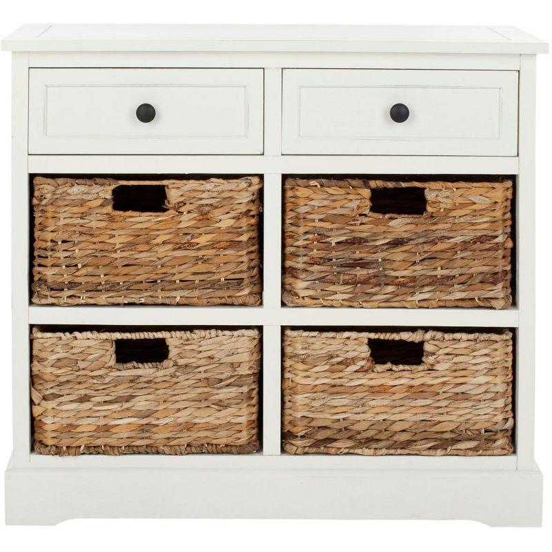 Herman Storage Unit with Wicker Baskets - Distressed Cream - Safavieh.