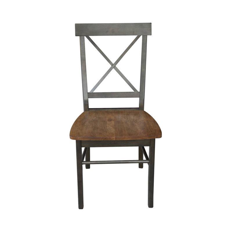 International Concepts Set of 2 X Back Chairs with Wood Seat Hickory Brown: Mid-Century Modern, Hardwood Frame