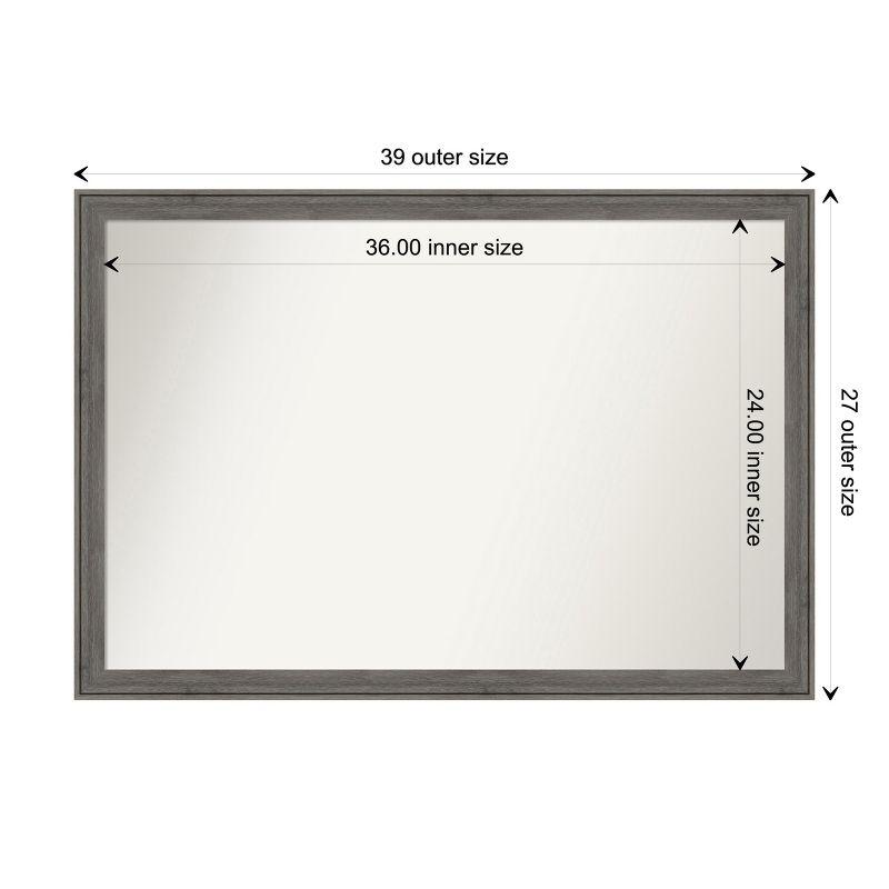 Amanti Art Regis Barnwood Grey Narrow Non-Beveled Wood Bathroom Wall Mirror 26.5 x 38.5 in.