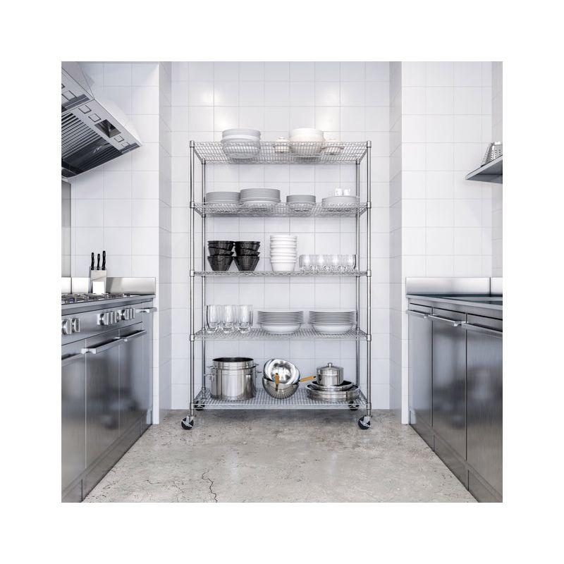 UltraDurable 24" D 5-Tier NSF-Certified Steel Shelving with Wheels