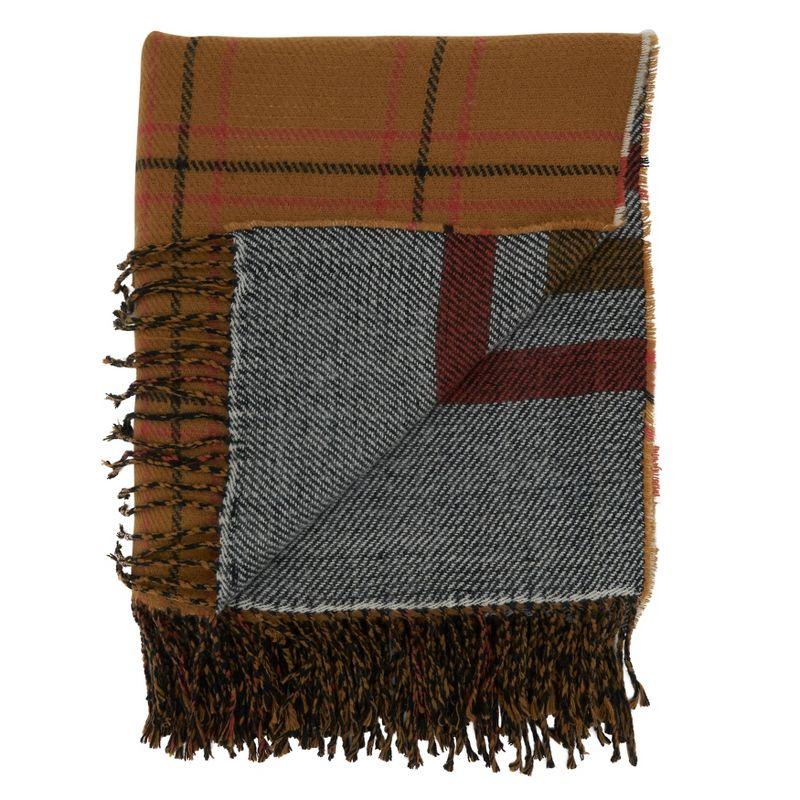 Design Imports 50"x60" Reversible Plaid Throw Blanket Rust : 20x20 Inch Polyester, Machine Washable Cloth Napkins