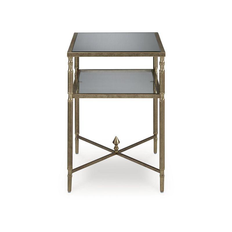 Signature Design by Ashley Cloverty Glass End Table. Gold