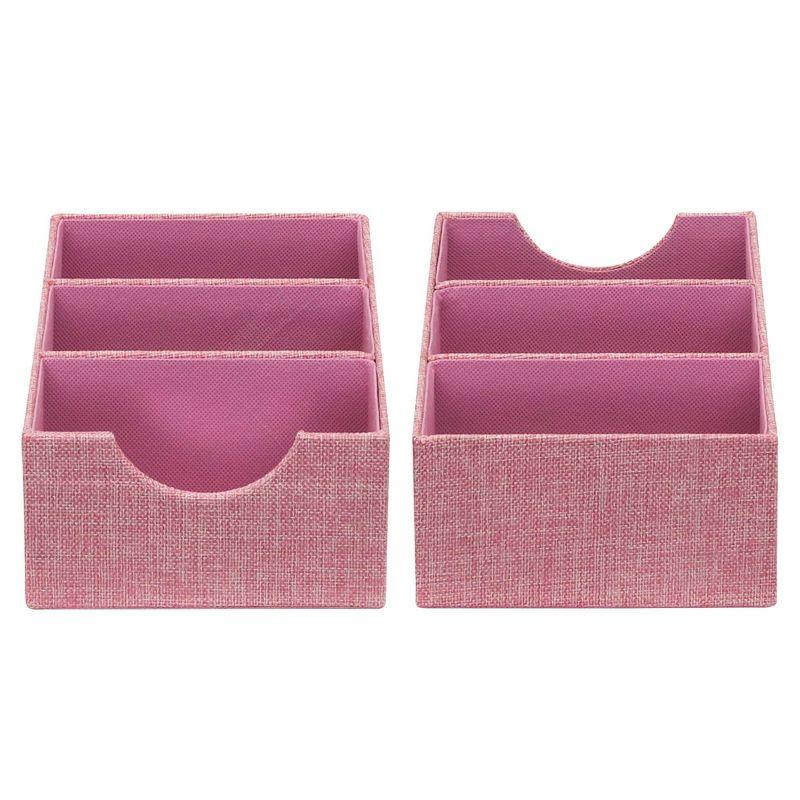 Household Essentials Set of 2 3-Section Drawer Trays Carnation Pink