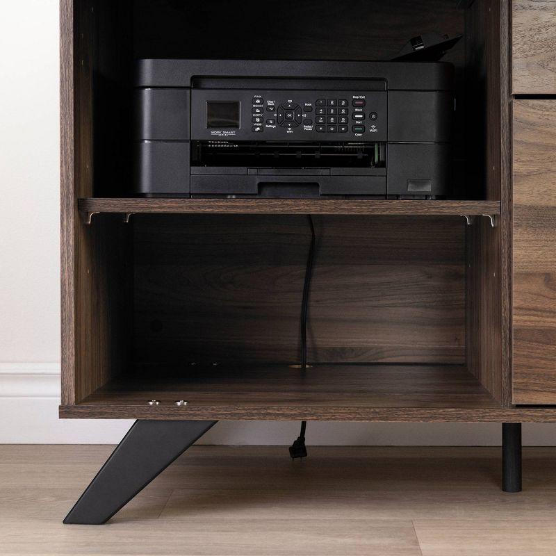 Helsy L-Shaped Desk with Power Bar and Removable Hutch Natural Walnut