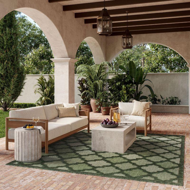 Nourison Easy Care Trellis Flatweave Indoor Outdoor Area Rug 6' x 9' Green