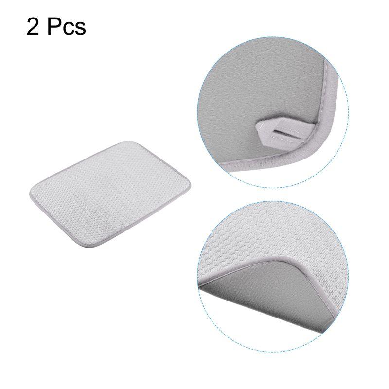 Unique Bargains Microfiber Non-slip Reversible Absorbent Dish Drying Mat Grey 2 Pcs