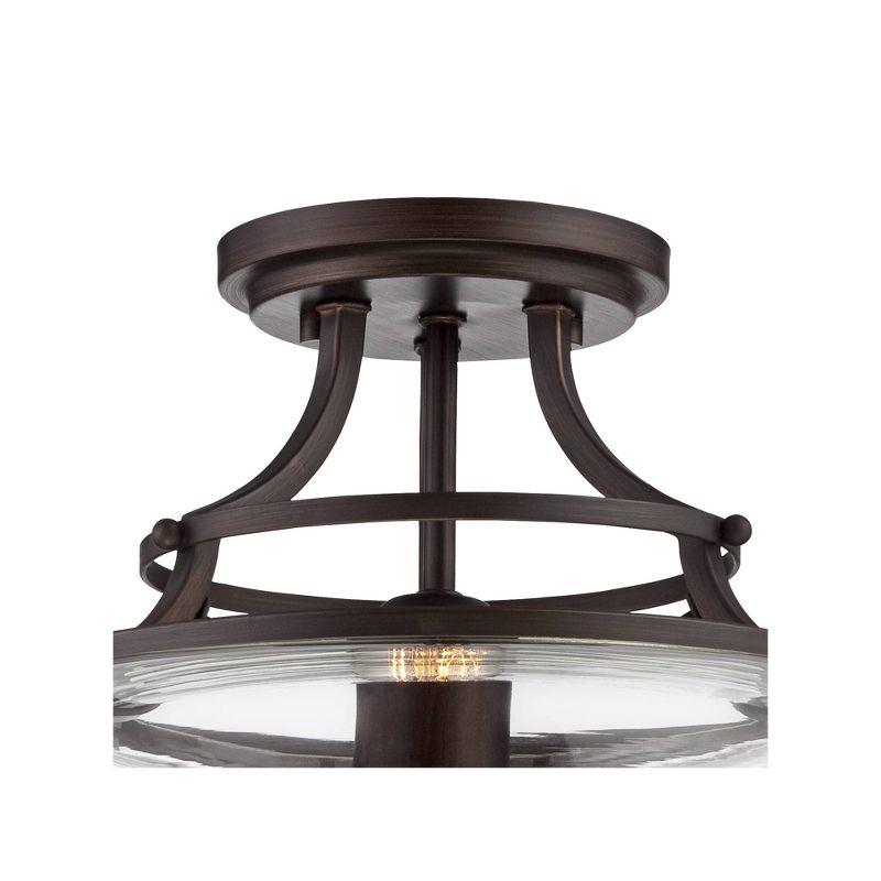 Franklin Iron Works Charleston Industrial Modern Farmhouse Ceiling Light Semi Flush Mount Fixture 13 1/2" Wide Bronze LED Clear Glass for Bedroom Home