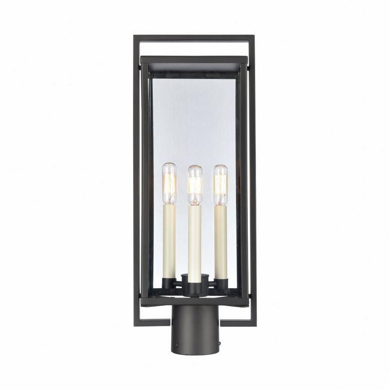 Gladwyn Matte Black 3-Light Outdoor Post Lantern with Clear Glass