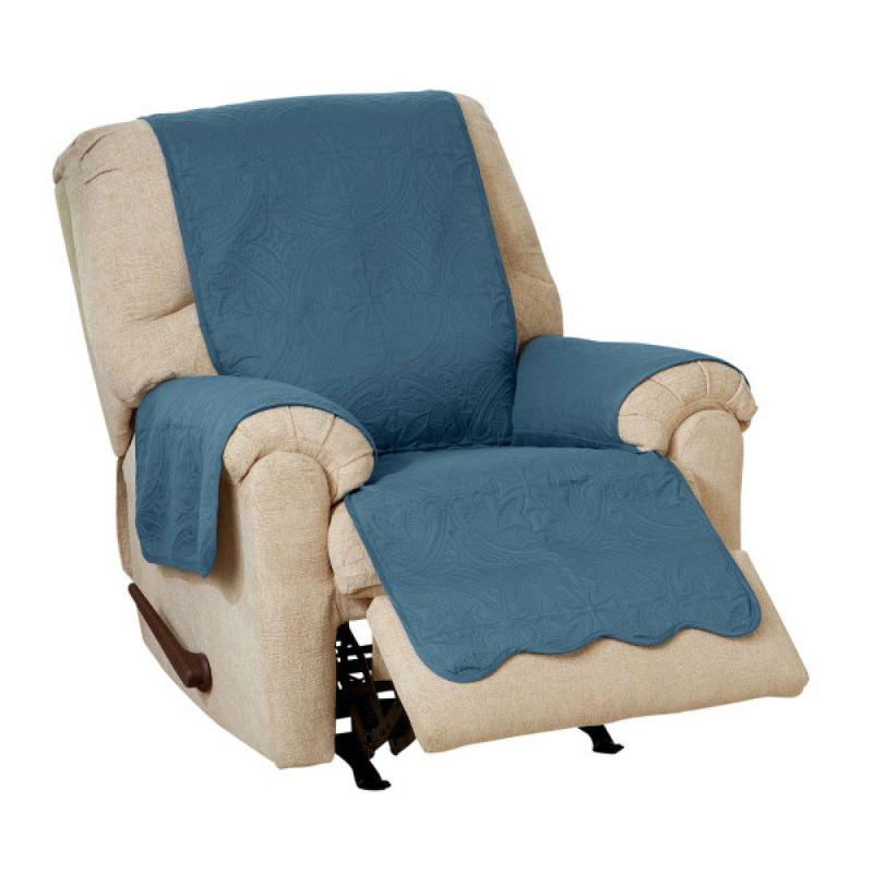 Smoke Blue Quilted Microfiber Recliner Furniture Protector