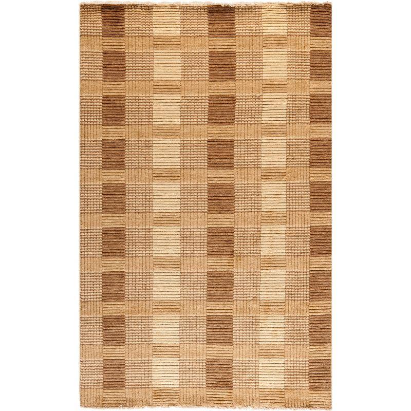 Hand-Knotted Wool Brown Area Rug