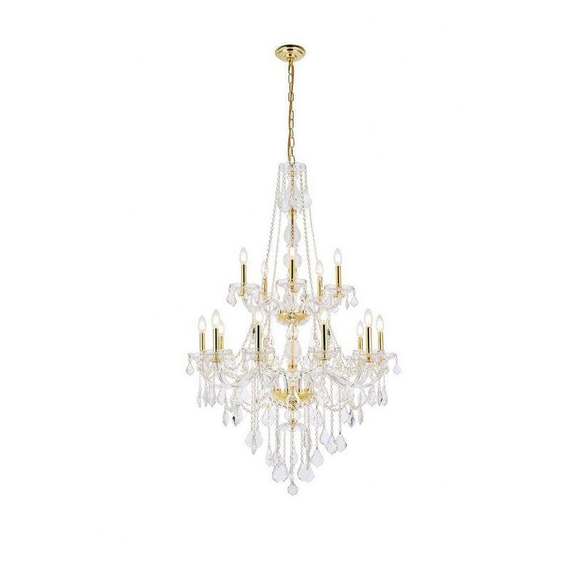 Verona 15-Light Chrome Chandelier with Golden Teak Crystal