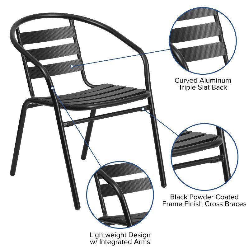 Sleek Black Steel & Aluminum Outdoor Dining Chair with Horizontal Slat Back