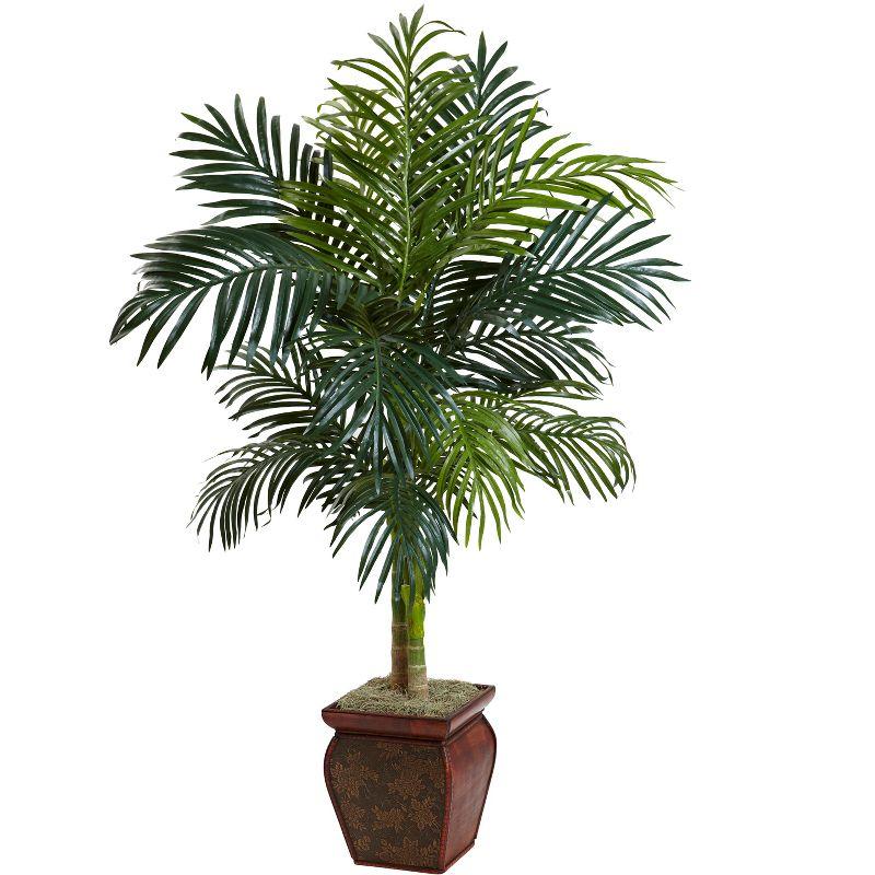 Nearly Natural 4.5-ft Golden Cane Palm with Decorative Container