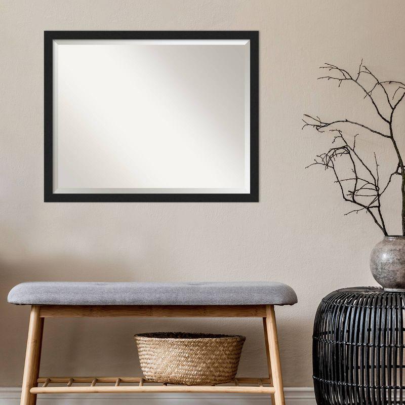 30" x 24" Grace Narrow Brushed Framed Bathroom Vanity Wall Mirror Black - Amanti Art: Wall Mount, Polystyrene Frame