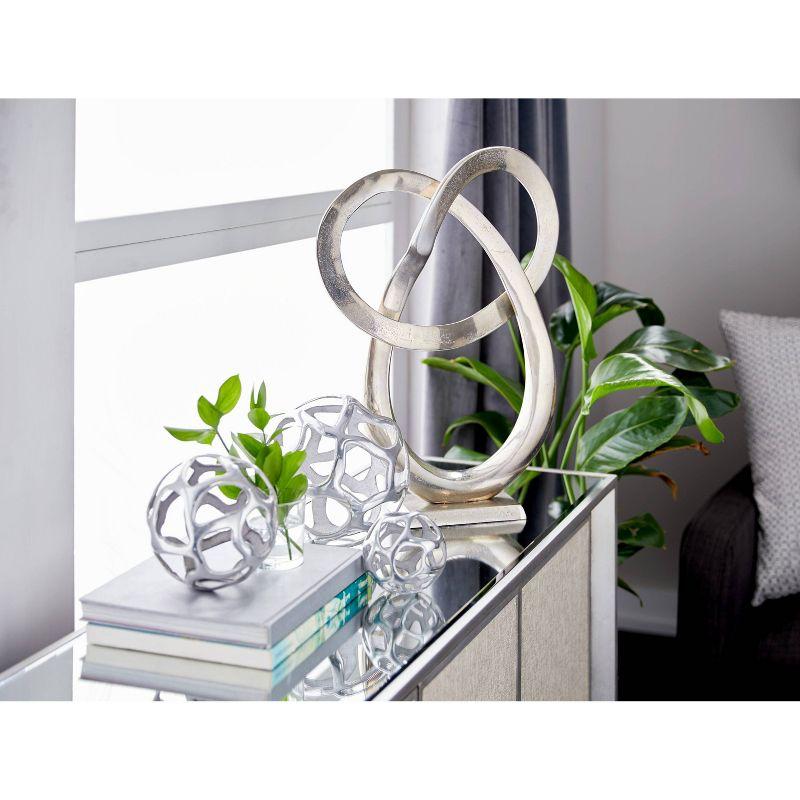 Olivia & May Set of 3 Decorative Aluminum Balls Silver : Textured Orb Sculptures for Tabletop Decor