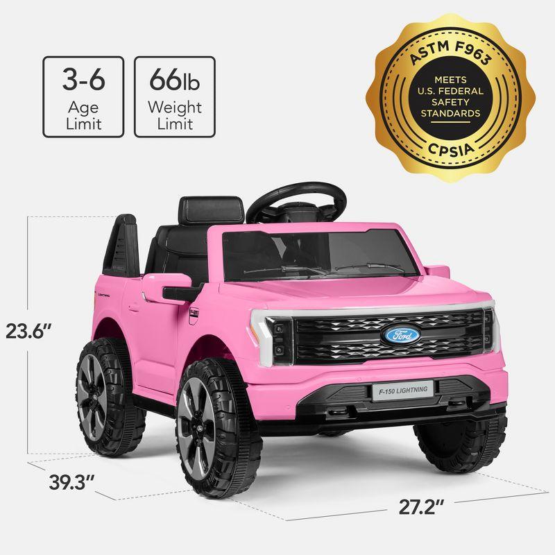 Best Choice Products Kids 12V Ride On Car Officially Licensed Ford Lightning Truck w/ Remote, LED Lights - Pink