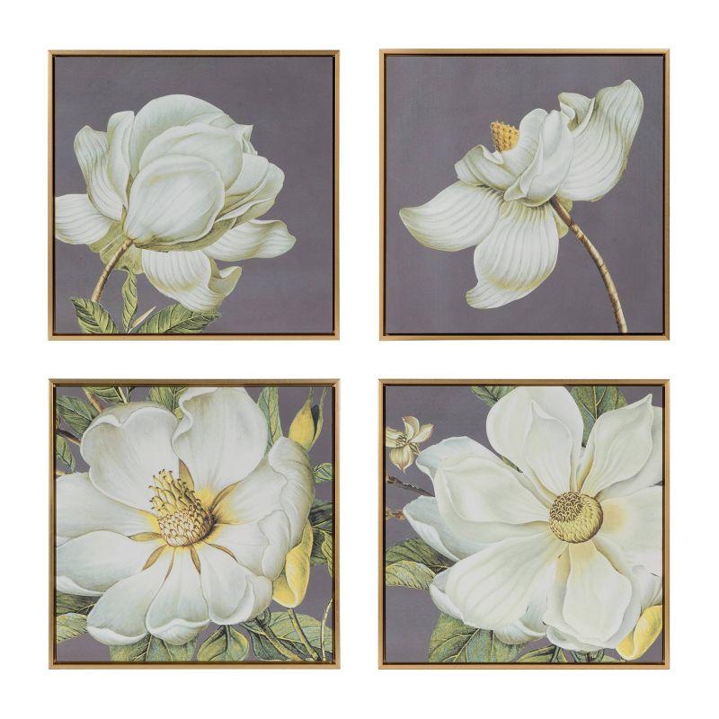 Blooming Florals Framed Wall Art -20"W X 1.5"L X 20"H - Gold