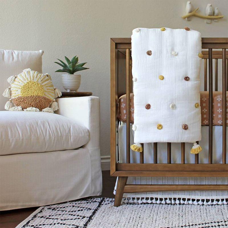 Crane Baby Sunshine Accent Pillow Cover With Insert, 100% Cotton For Baby Nursery, by