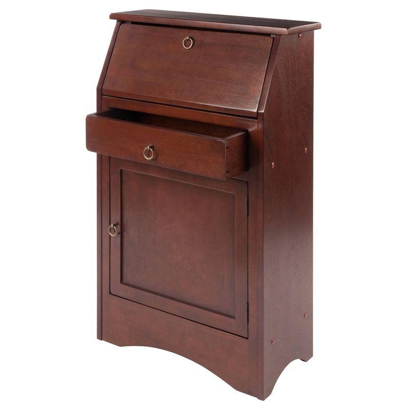 Regalia Secretary Desk Walnut - Winsome: Compact Workstation, Hutch, Storage Shelves