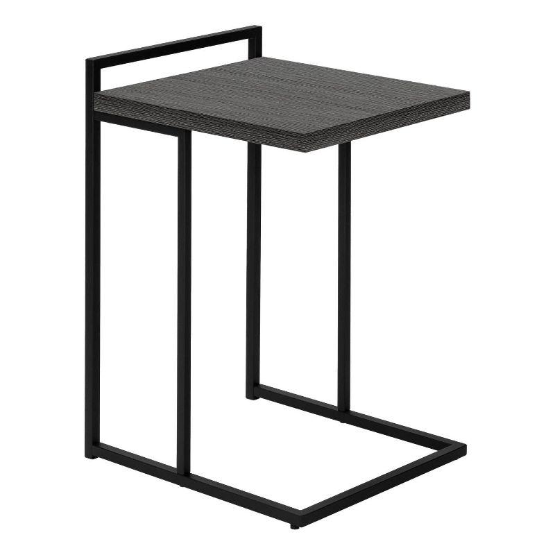 Monarch Specialties Accent Table, C-shaped, End, Side, Snack, Living Room, Bedroom, Grey Laminate, Black Metal, Contemporary, Modern