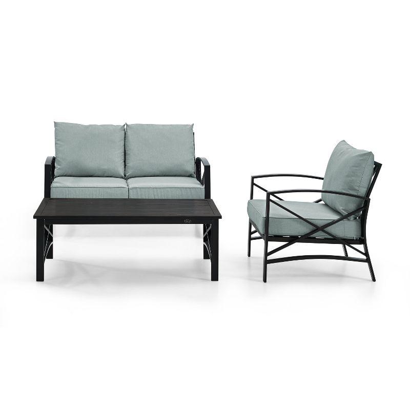 Kaplan 3-Piece Steel Outdoor Seating Set with Cushions