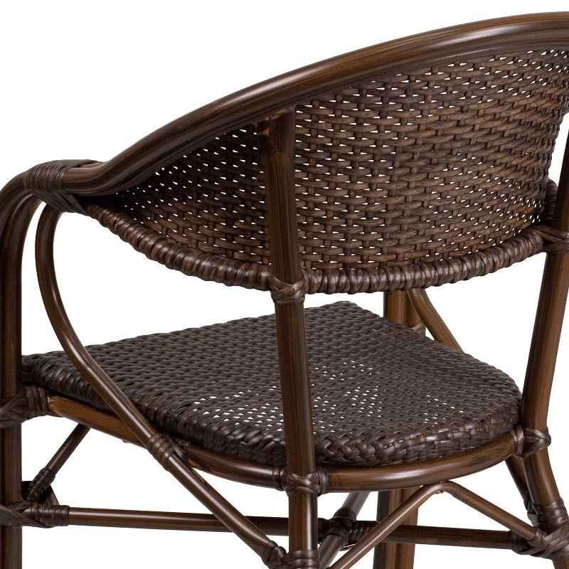 Cocoa Brown Wicker and Aluminum Patio Dining Chair