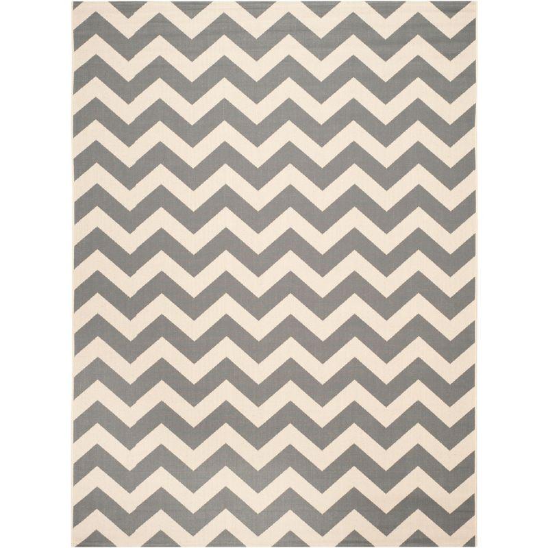 Gray and Beige Chevron Indoor/Outdoor Area Rug 8' x 11'