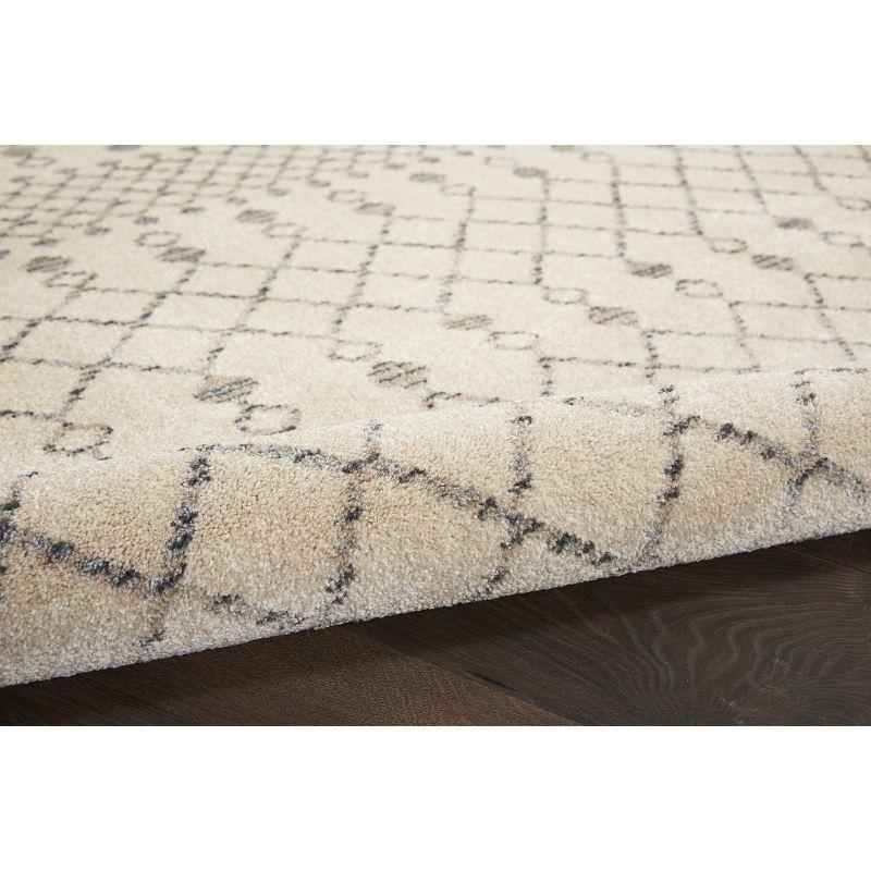 Beige/Grey Geometric Hand-knotted Synthetic Area Rug 5'3" x 7'3"