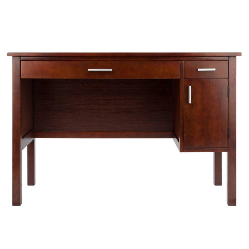 Emmett Writing Desk Walnut - Winsome: Wood Frame, 3 Drawers, Home Office Furniture