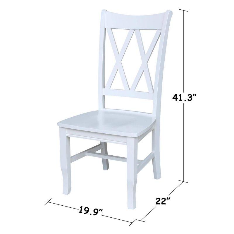 International Concepts Set of 2 Jeremy Double Dining Chairs White: Hardwood Frame, Modern Style, 250lb Capacity