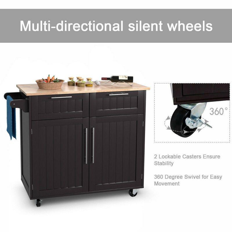 Costway Rolling Kitchen Cart Island Heavy Duty Storage Trolley Cabinet Utility