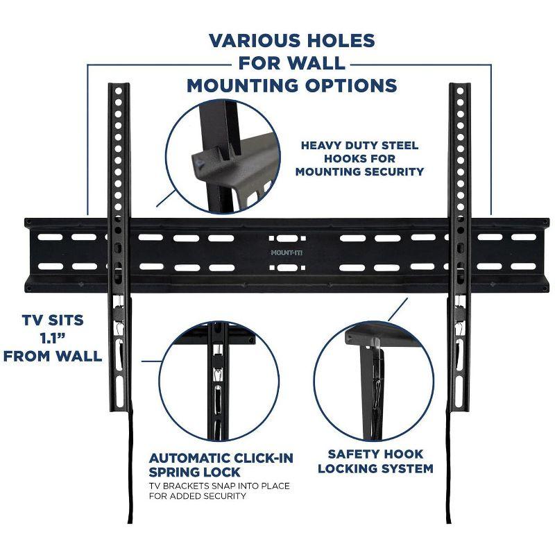 Mount-it Black Fixed Wall Mount for Holds up to 77 lbs