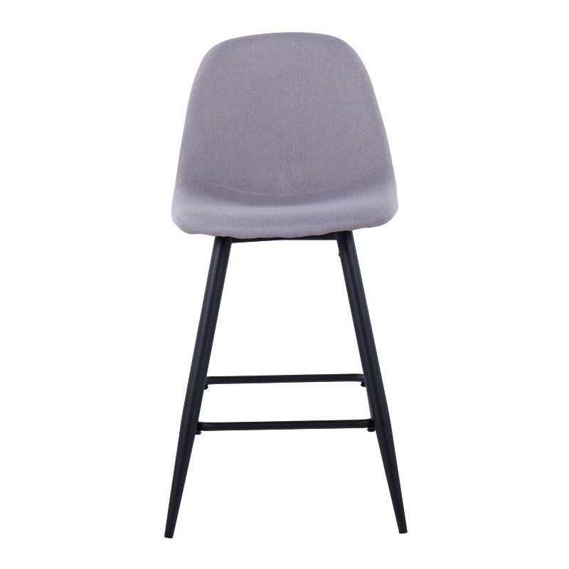 Set of 2 Pebble Counter Height Barstools Black/Light Gray - LumiSource: Upholstered Metal Frame, 250lb Capacity