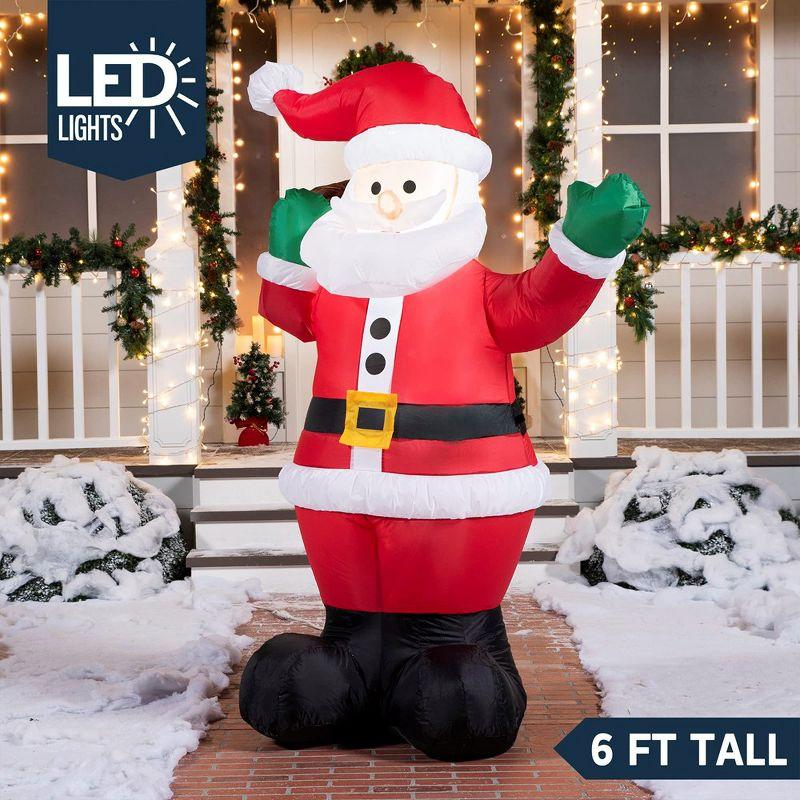 Joiedomi 6 FT Christmas Inflatable Santa with Gift Bag, Blow Up Xmas Inflatable Decorations with Build in LEDs for Christmas Indoor Outdoor Decor