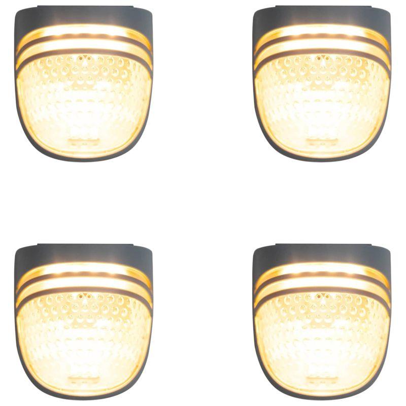 Vego Garden Add ons Dappled-Pebble Gray Outdoor Waterproof Solar Powered Integrated LED Deck Light Pack (Set of 4)