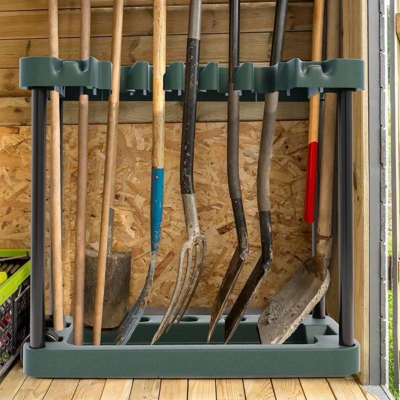 Garden Tool Organizer - Portable Rolling Utility Rack with Wheels Holds 40 Yard Tools and Broom Holder - Garage Organizers and Storage by Stalwart