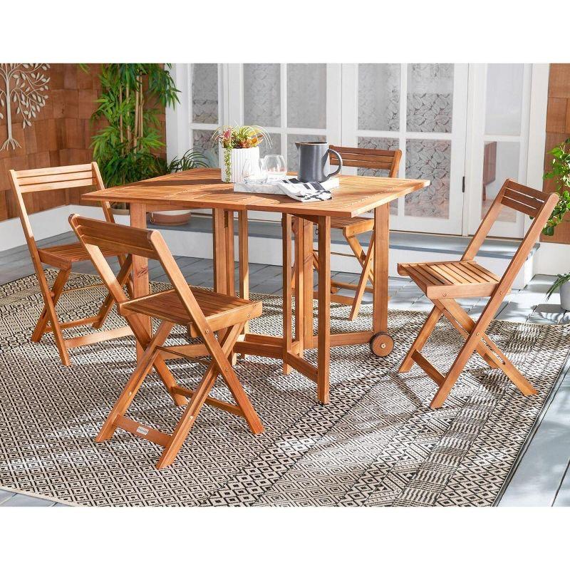 Natural Acacia Wood Foldable 5-Piece Outdoor Dining Set